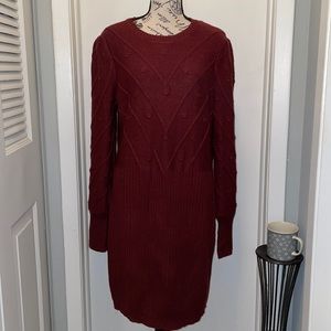 ADRIENNE VITTADINI Maroon knit Sweater dress long sleeve dress sz XL NWT